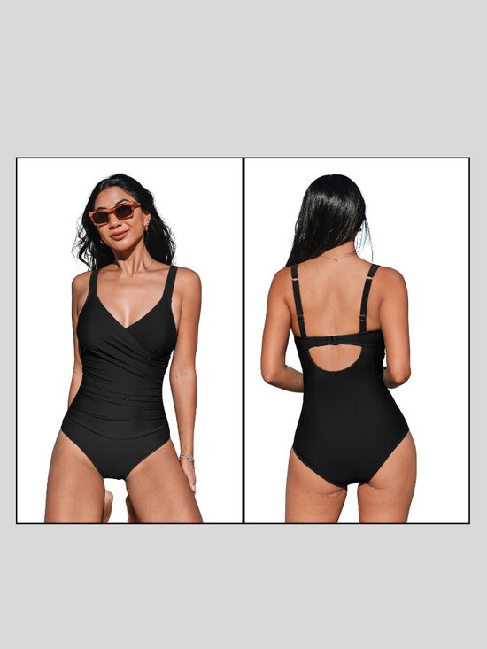Cupshe Other - Cupshe Black Retro Tummy Control One-Piece Adjustable Tummy Control